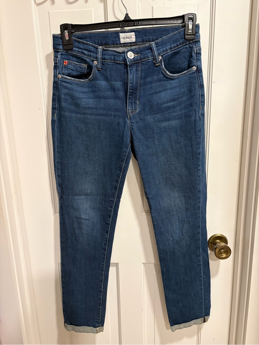 Hudson Natalie Midrise Slim Boyfriend Crop Skinny Jeans Blue Waist 26